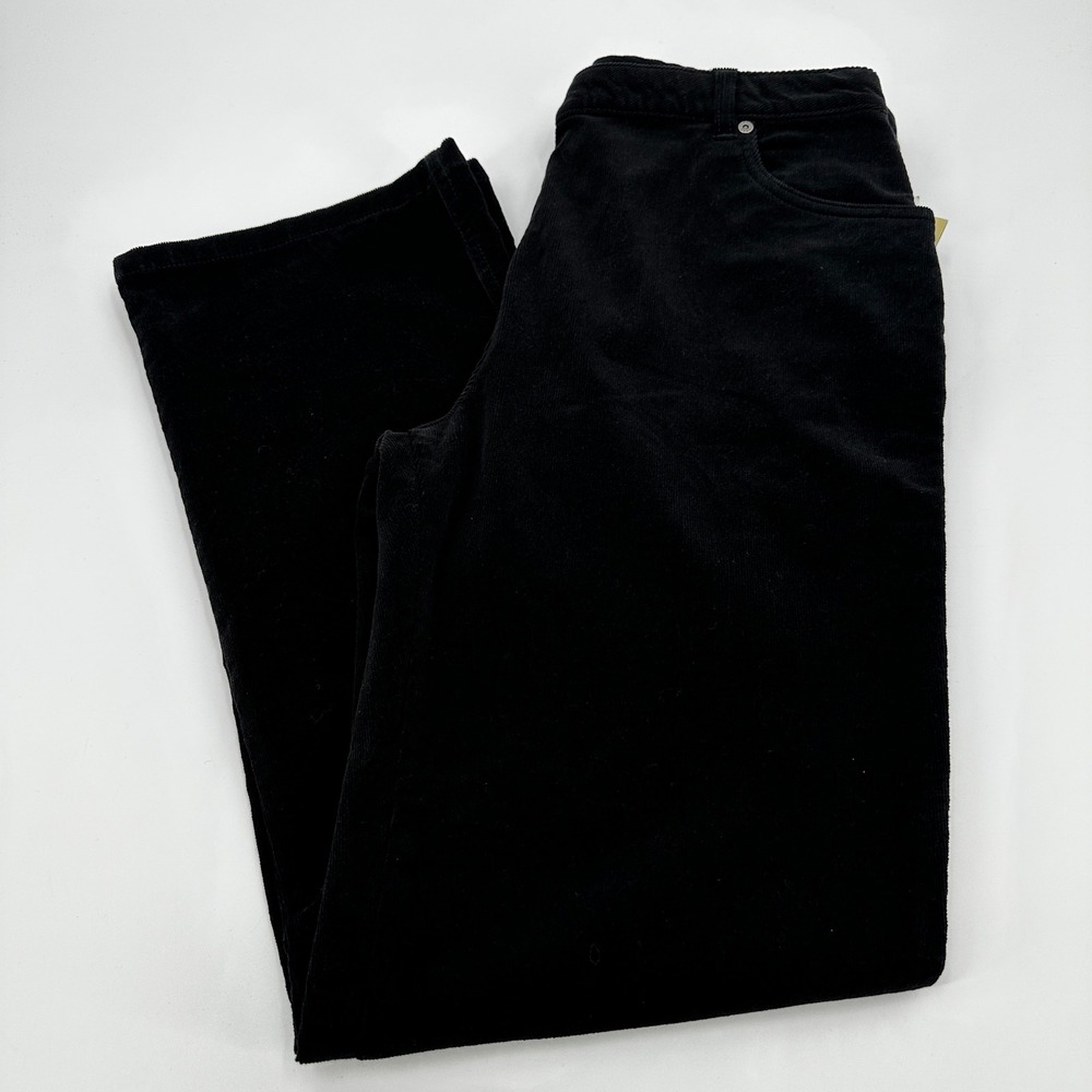 Woolrich Womens Black Corduroy Pants Straight Leg Stretch A1030 BLK Size 12 NWT